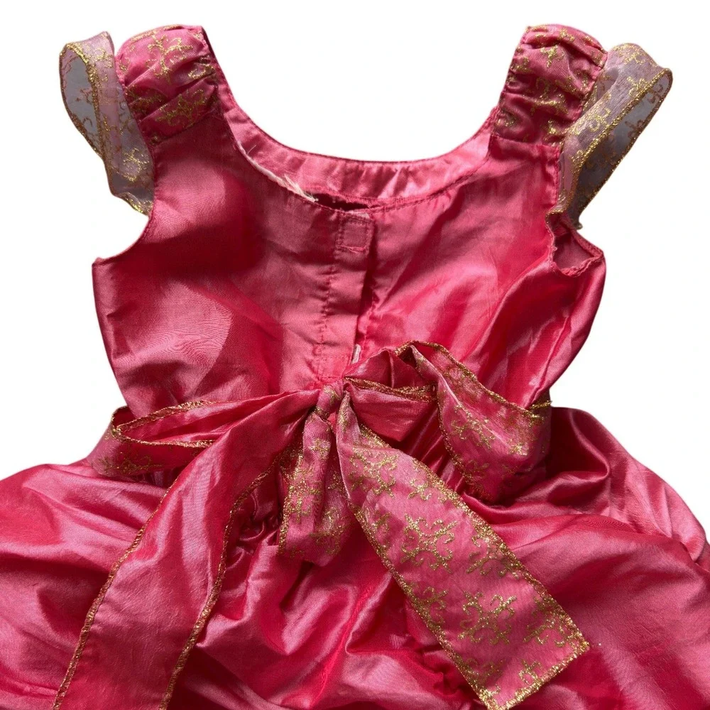 Pink Princess Costume Dress Gold Glitter Filigree Need Dry Clean Toddler Girls
